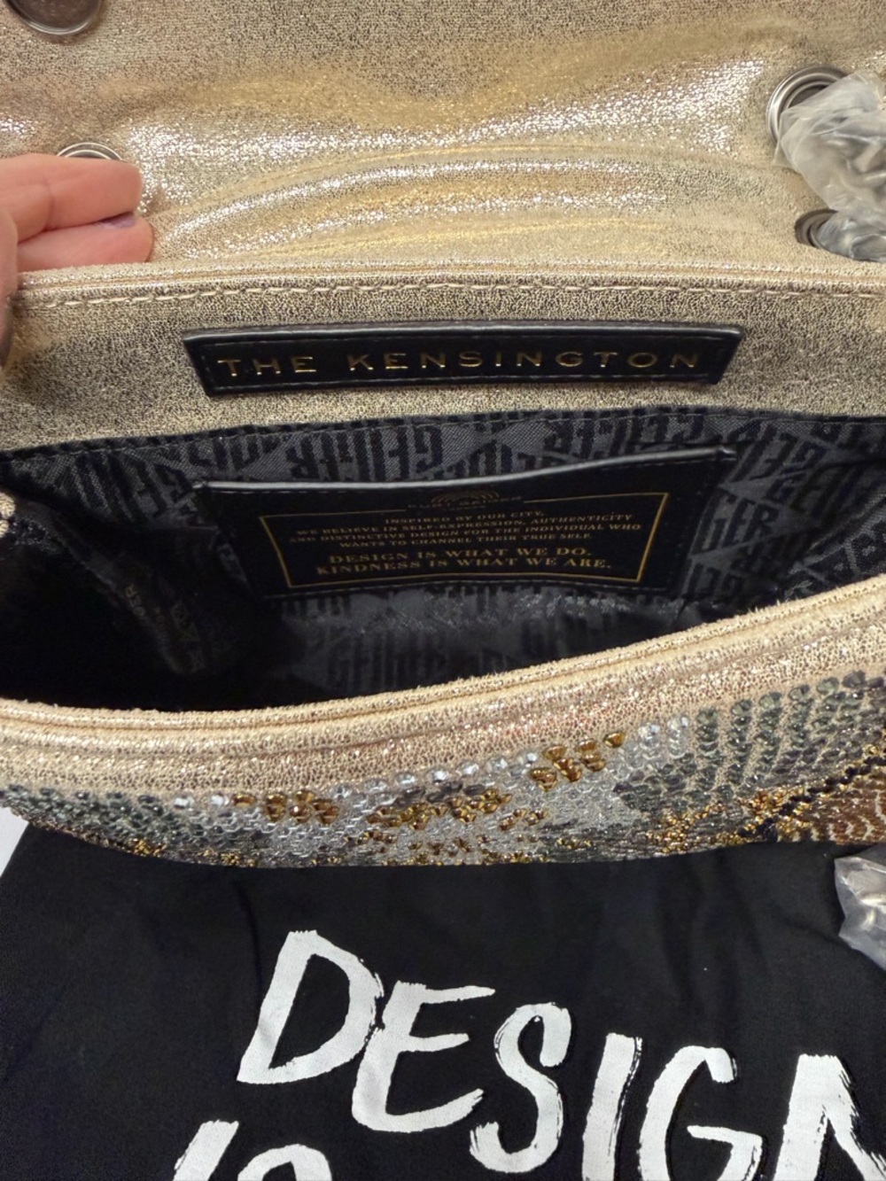 Kurt Geiger Kensington Crystal Snake Eagle Head Bag Gold Studded NWOT - Picture 7 of 11